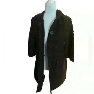 Style & Co Women’s Brown Knit Hooded Cardigan, Size Large, Cotton Acrylic Blend